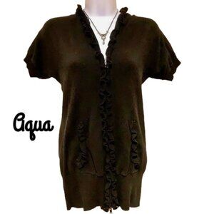 Aqua Hooded Summer Sweater, Sz Med